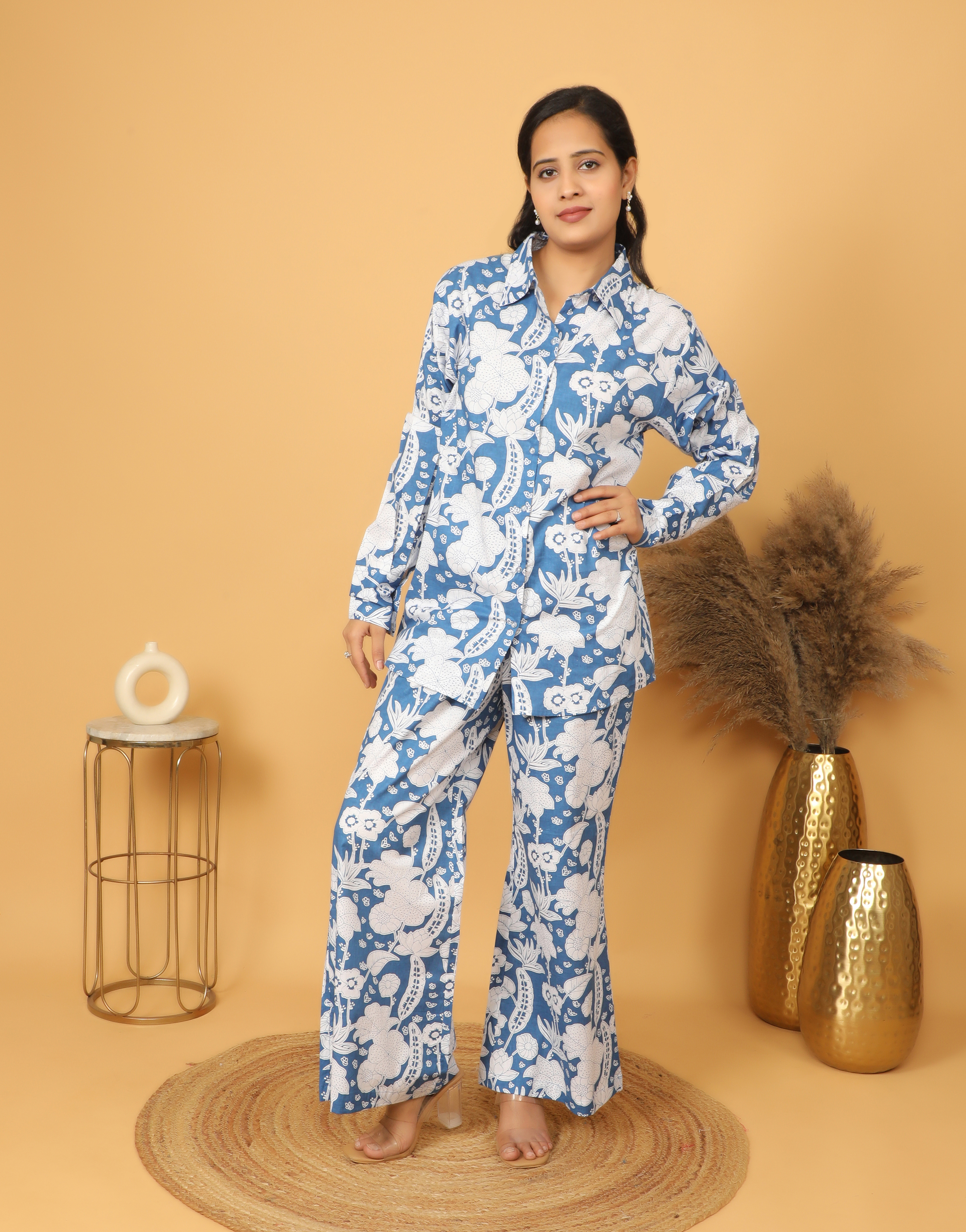 Women’s Blue Floral Printed Co-ord Set
