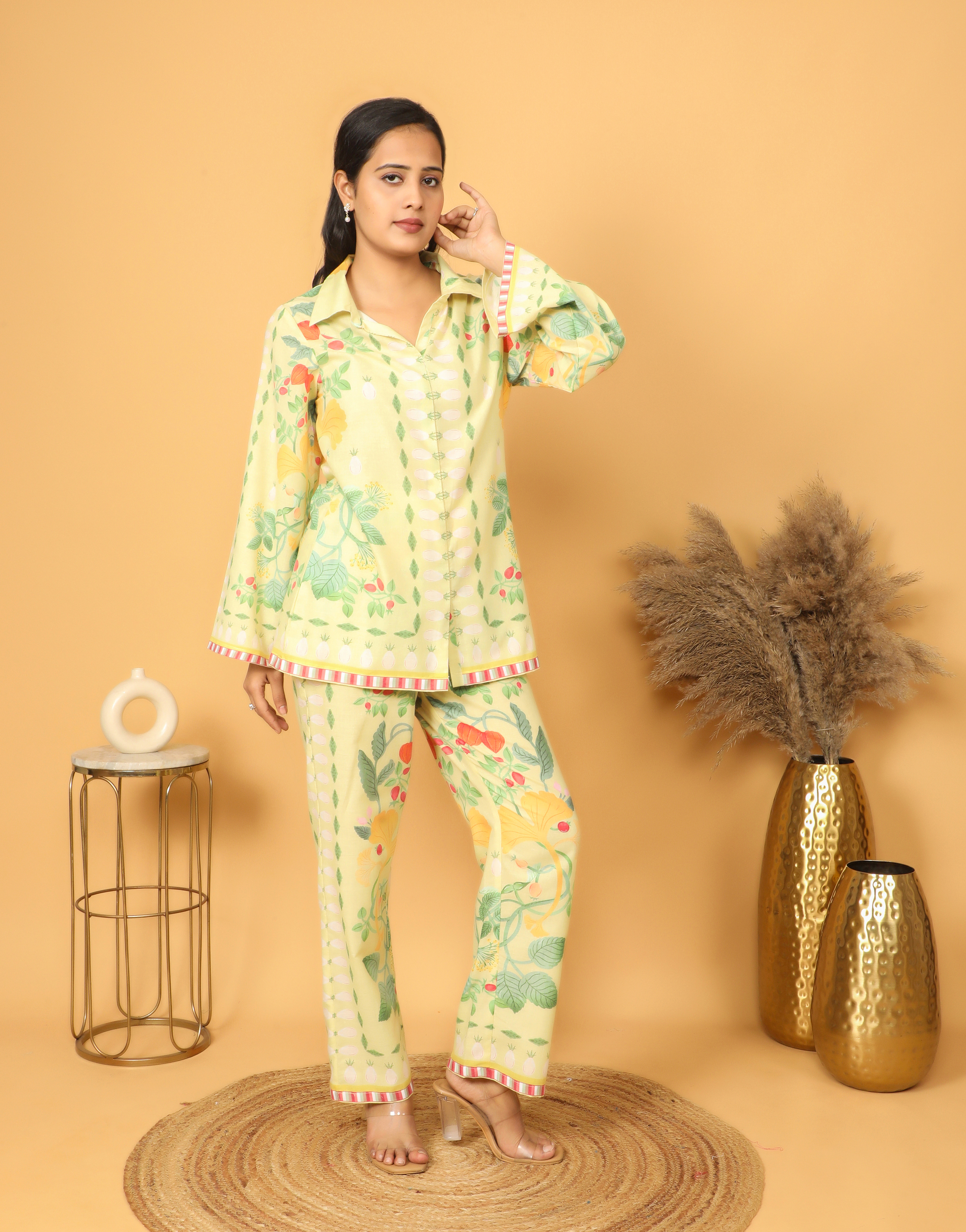 Trendy Green Floral Print Co-Ord Set