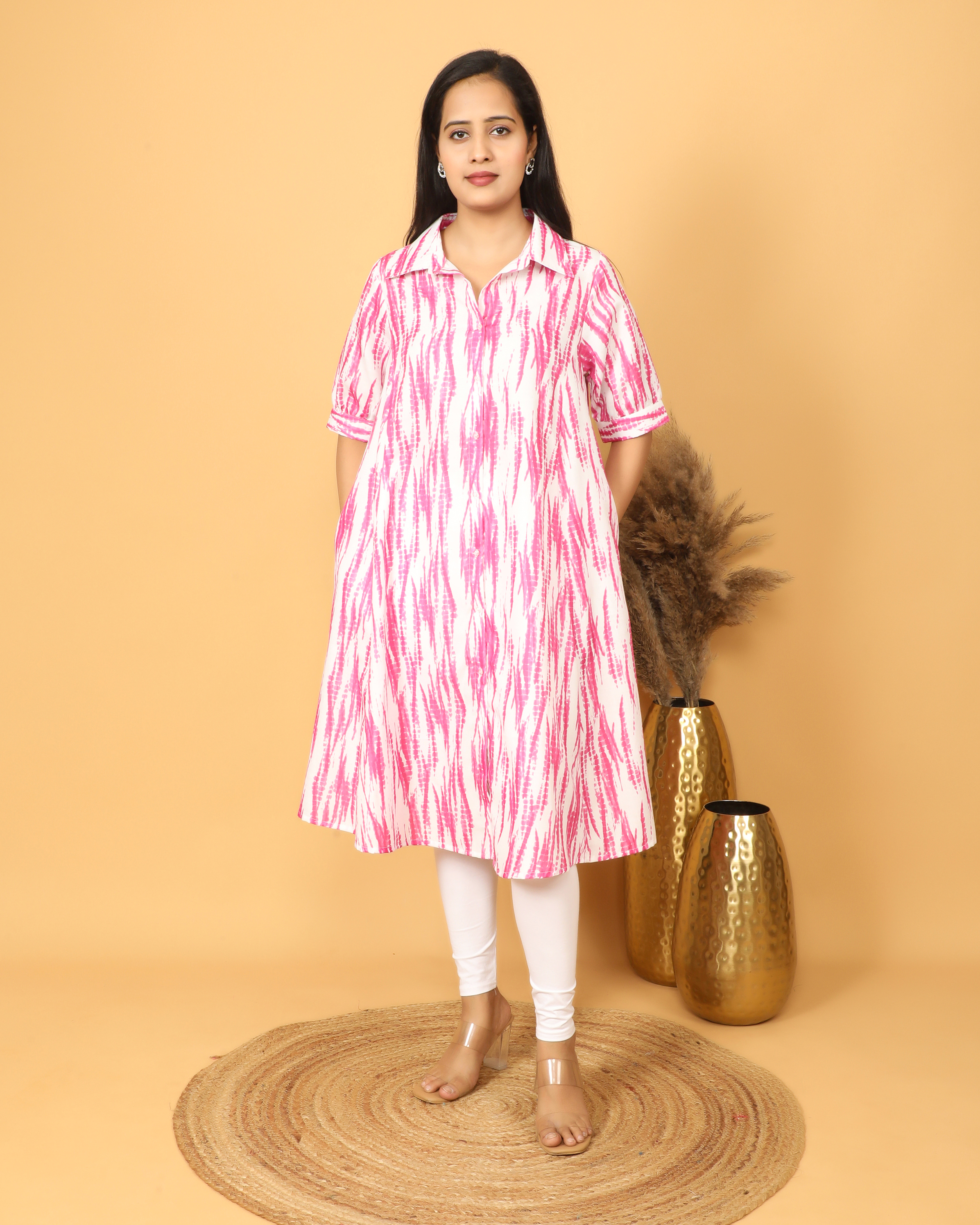 Women’s Striped Cotton Blend Shirt Dress