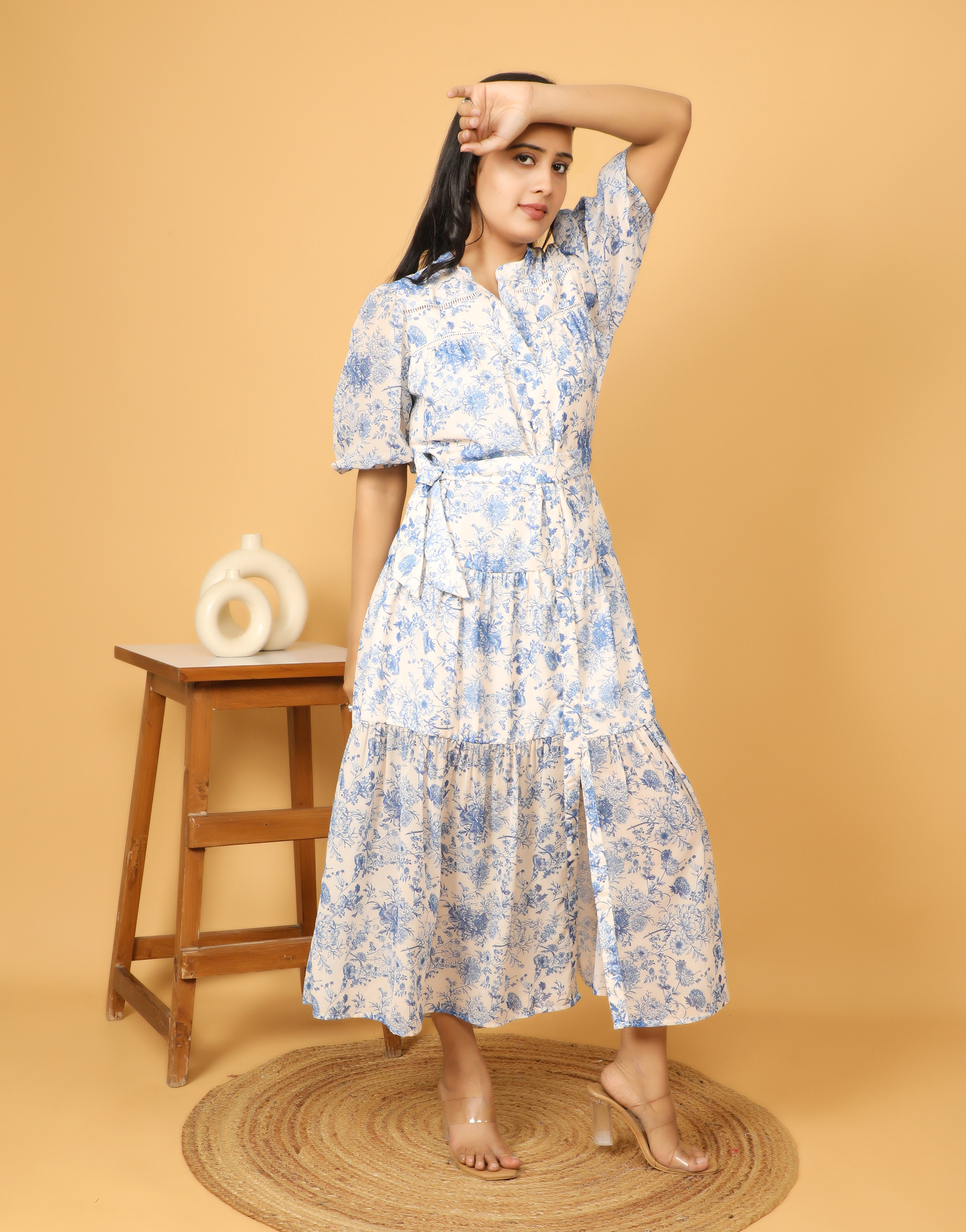 Women's Printed Flared Long Dress