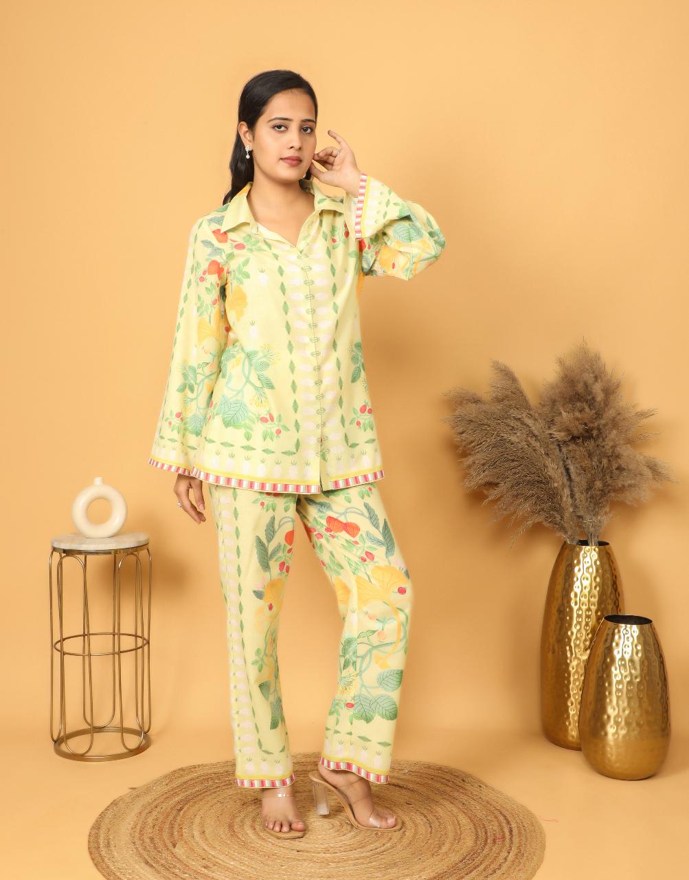 Trendy Green Floral Print Co-Ord Set