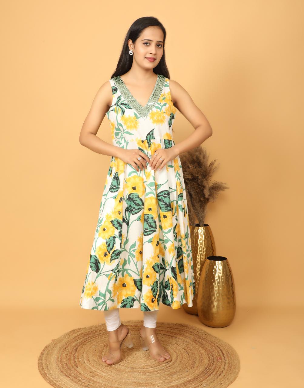 Women’s Floral Printed Anarkali Kurta